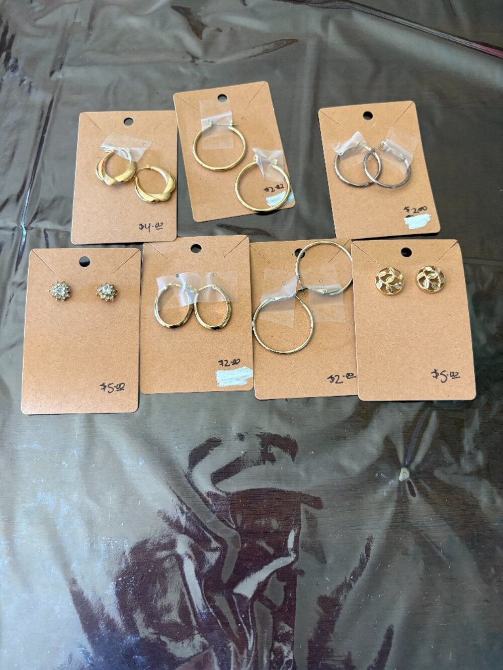 Costume Jewelry Earrings Bundle 7 Pairs Gold Silver Hoops Studs Statement